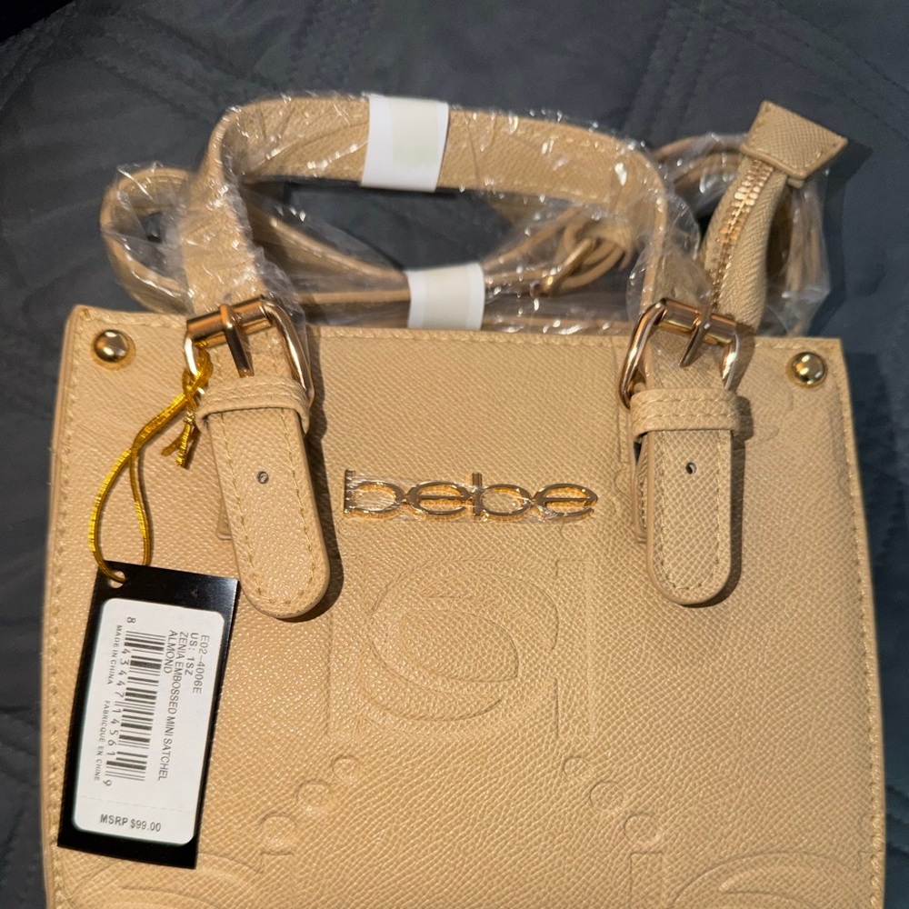 Bebe Almond Embossed Mini Satchel